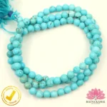 Certified Natural Turquoise Beads (नेचुरल फ़िरोज़ा माला) 6mm± 108+1 AAA - Image 2