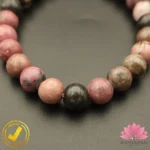Certified Natural Rhodonite Bracelet 8mm± (Untreated, Unheated, Undyed) - Image 2