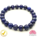 Certified Natural Lapis Lazuli Bracelet 8mm (Untreated, Unheated, Undyed) 2nd Premium - Image 2